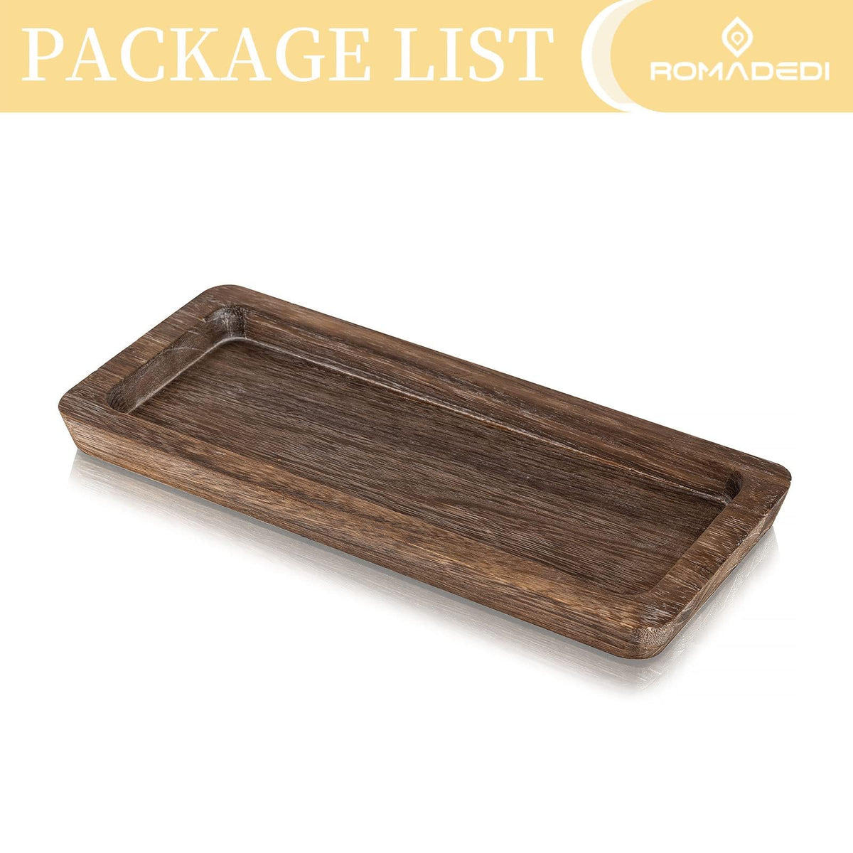 Romadedi Wooden Decorative Tray Candle Holder - Wood Long Narrow Tray Home Decor Small Rustic Centerpieces Trays for Coffee Table Dining Room Kitchen
