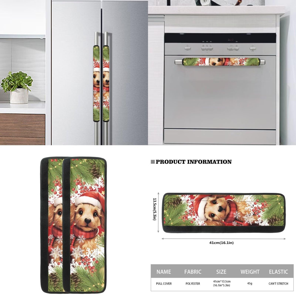 Yatixapu Refrigerator Handle Covers 6PCS, Christmas Dog Kitchen Appliance Handle Covers, Keep Your Fridge Microwave Oven Stove or Dishwasher Clean, Stains Dirty Oils, Kitchen Decor