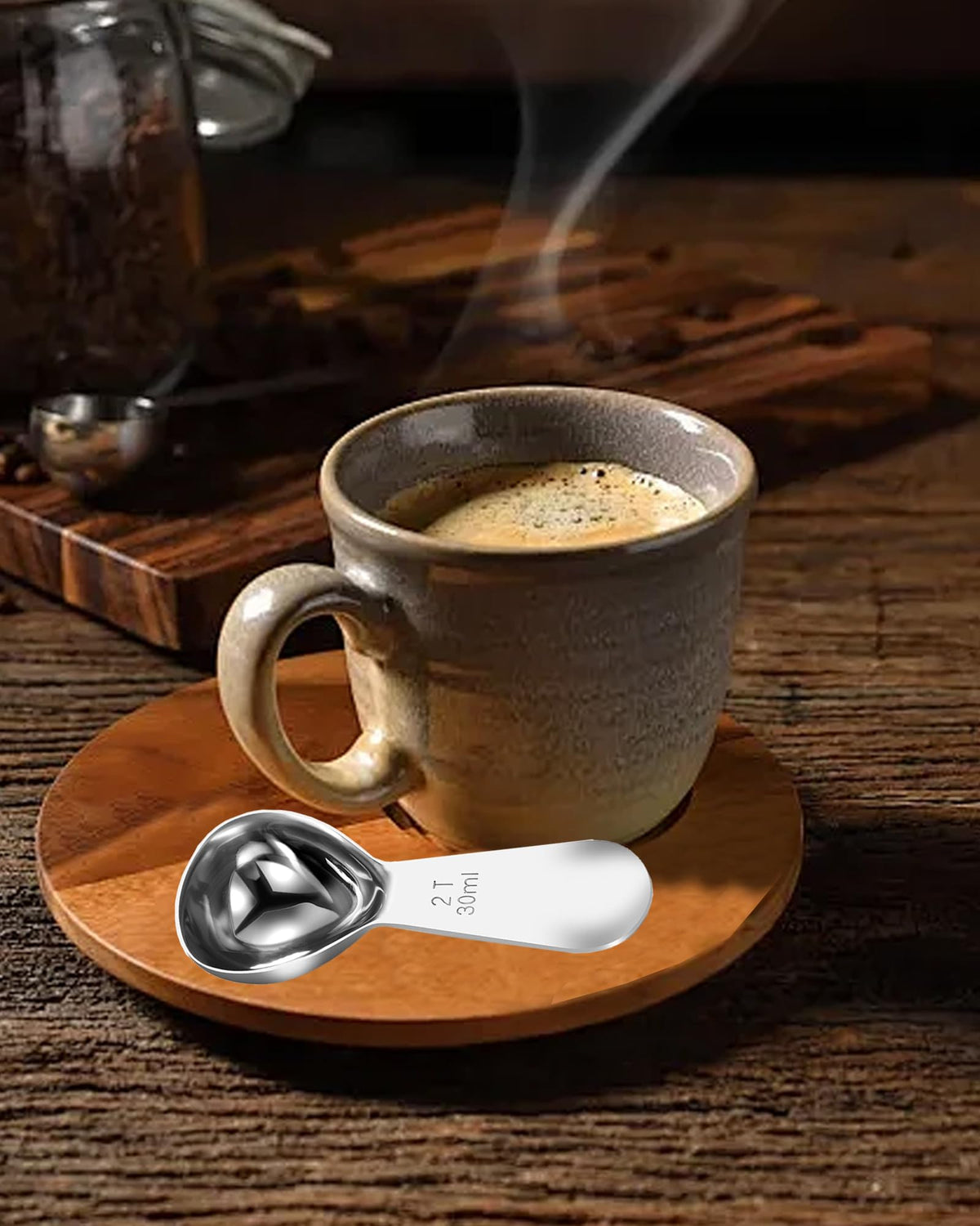 Coffee Scoop 30ml 2PCS, 2 Tablespoon Measuring Spoons, Ergonomics Design Coffee Scooper Stainless Steel Manufacture,Coffee Scoop for Ground Coffee Protein Powder Sugar Cereal (Silver, 2 tbsp-30ml)