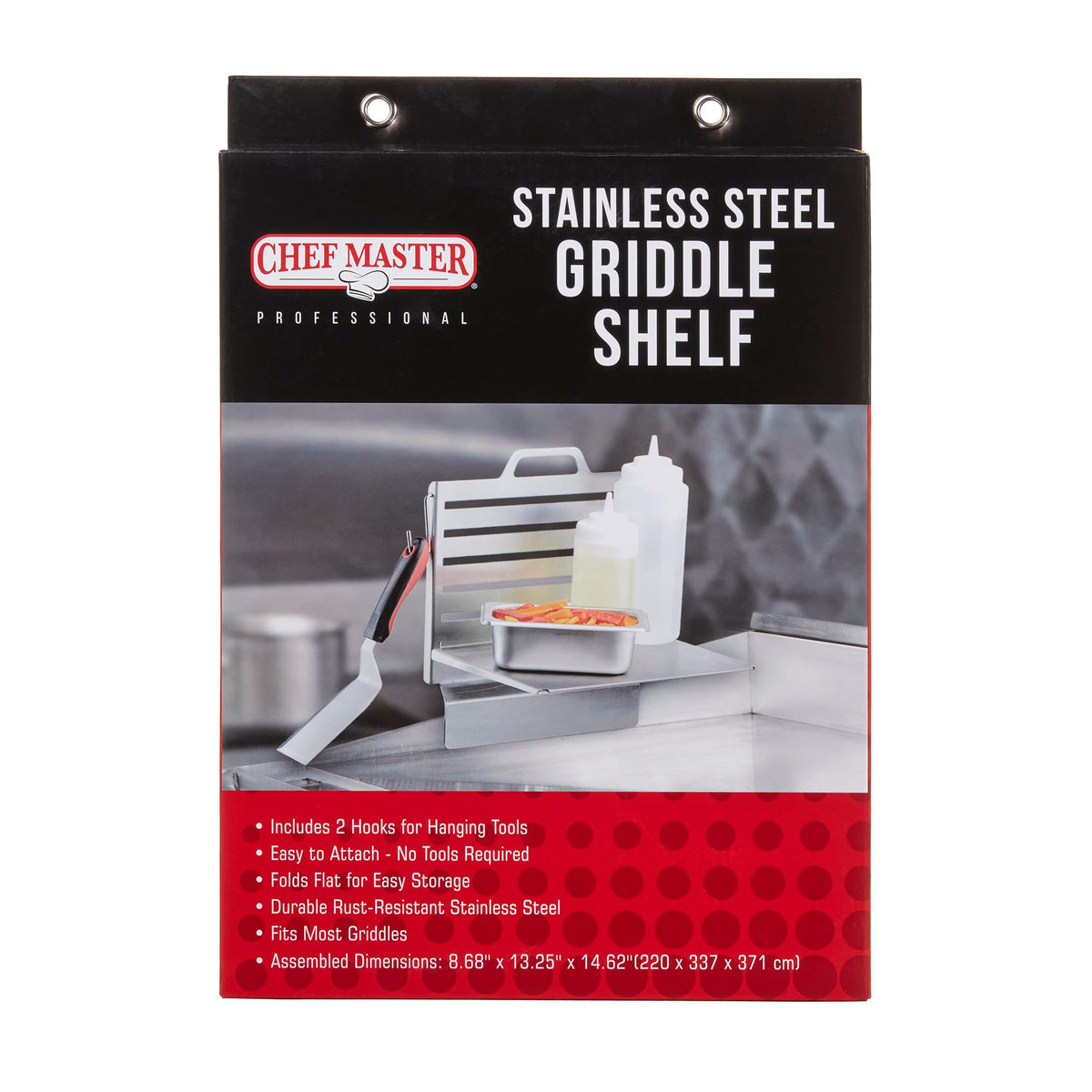 Chef Master Steam Pan Insert & Adjustable Griddle Shelf Set – Organizer & Condiment Holder for Utensils, Ingredients & BBQ Cooking - Grill Accessories for Outdoor Grill - 90260 & 90316