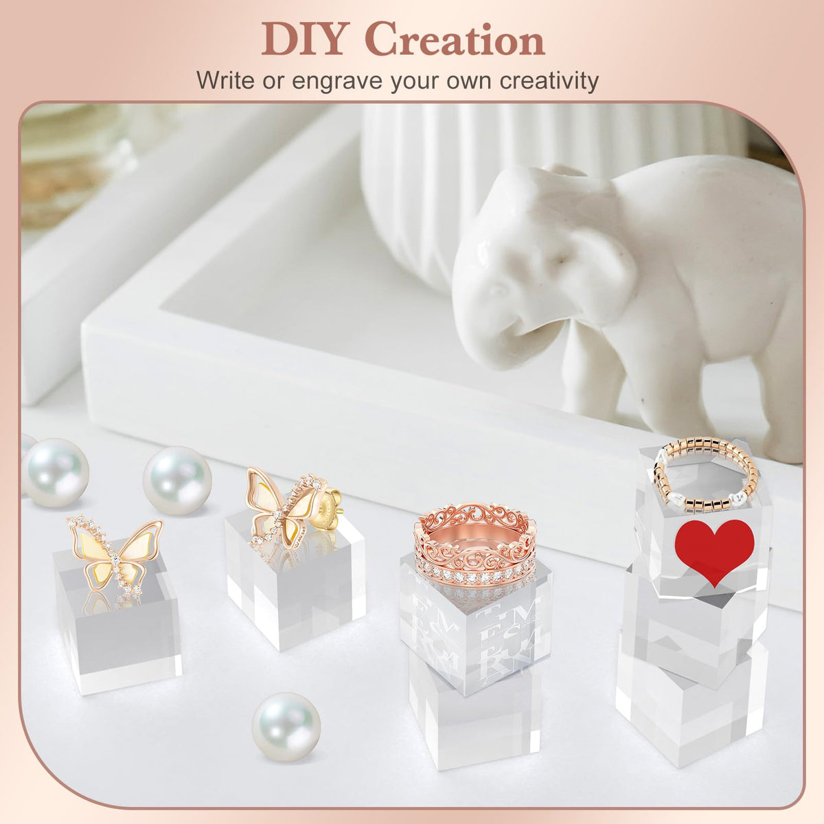 SAMYUCHO Acrylic Base 20 Pieces Acrylic Blocks for Display 1 X 1 X 1 Inch Square Riser Display Stands Trophy Base Pedestal Stands Clear Cube for Trophy Jewelry Props Food Party Crafts
