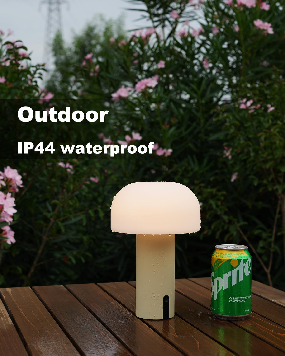 WEILAILUX Cordless Mushroom Table Lamp, Waterproof Shower Lamp, Battery Operated Table Lamp Rechargeable, Touch Dimmable Night Light for Bedroom/Patio/Camping/Dinning/Outdoor (Khaki)