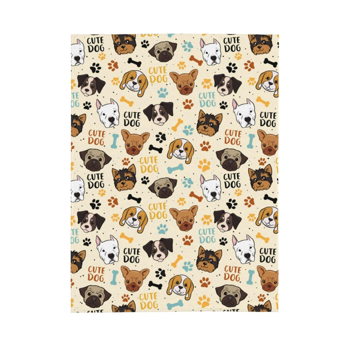 Cute Dogs Fleece Blanket - Soft Cozy Plush Throw Blanket for Adults Kids Pet, Lightweight Warm Flannel Sherpa Blanket for Couch Bed Sofa, Gift for Dog Lovers 50"x40"