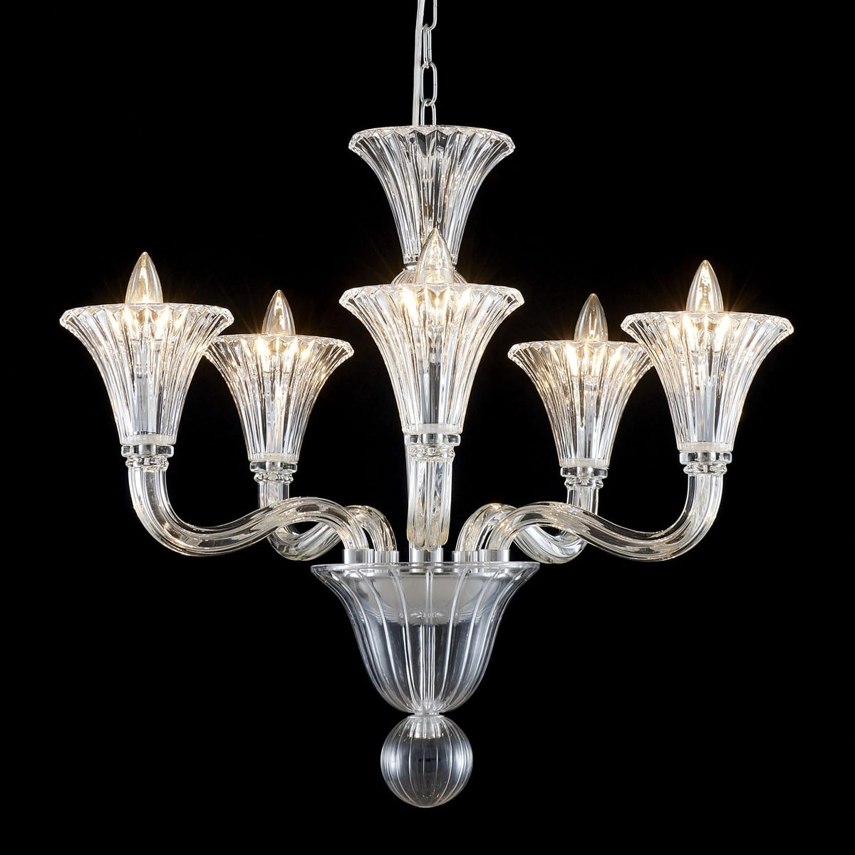 Saint Mossi 5 Light Crystal Chandelier, Modern Dining Room Light Fixture, Clear Crystal Pendant Light for Bathroom Bedroom Livingroom, D19xW19xH23, E12 Socket