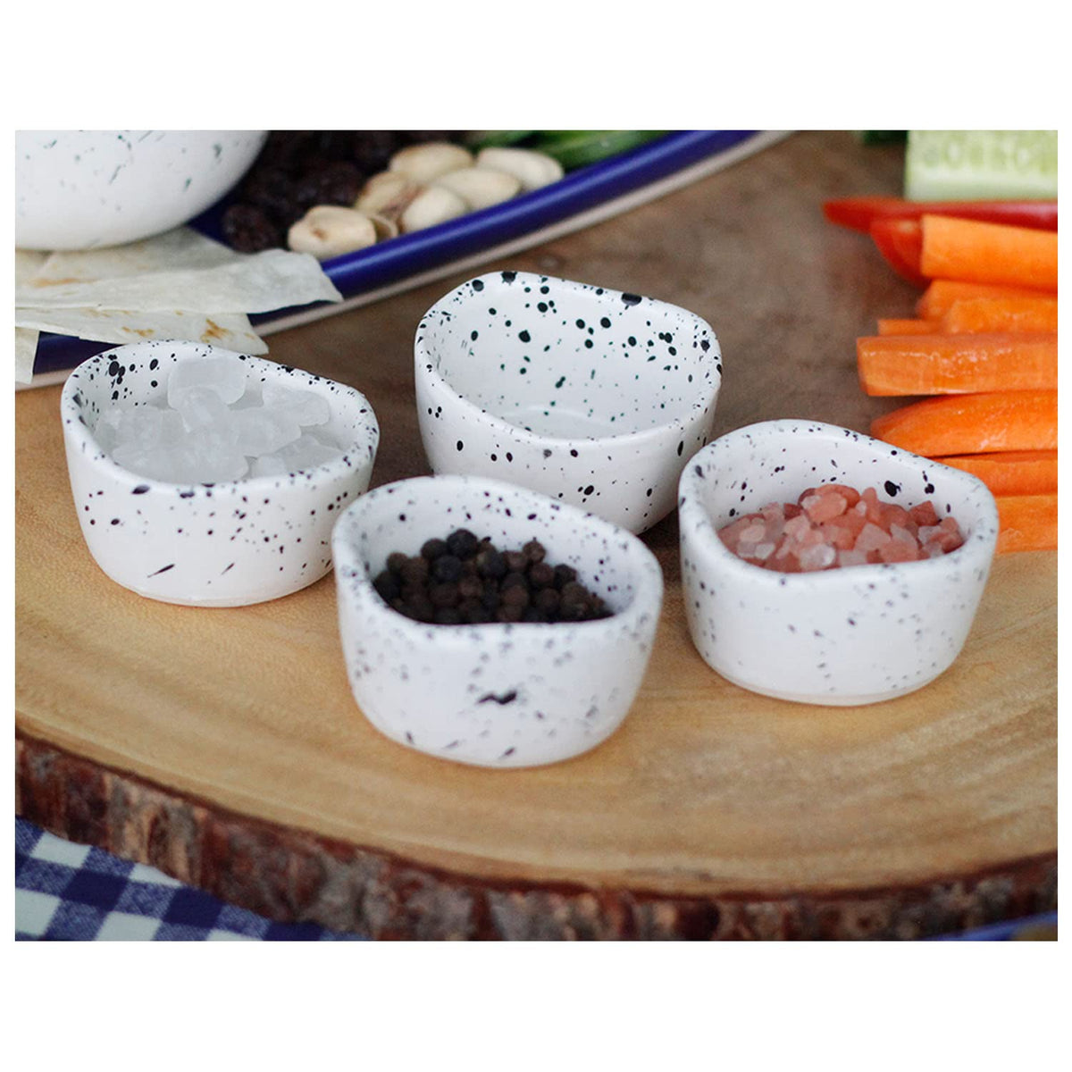 roro Ceramic Stoneware Mini Pinch Bowls Set of 6, Hand-Molded Artisanal Glossy Speckled White, Salt Pepper Spices and Seasoning - Cute and Elegant Kitchen Addition