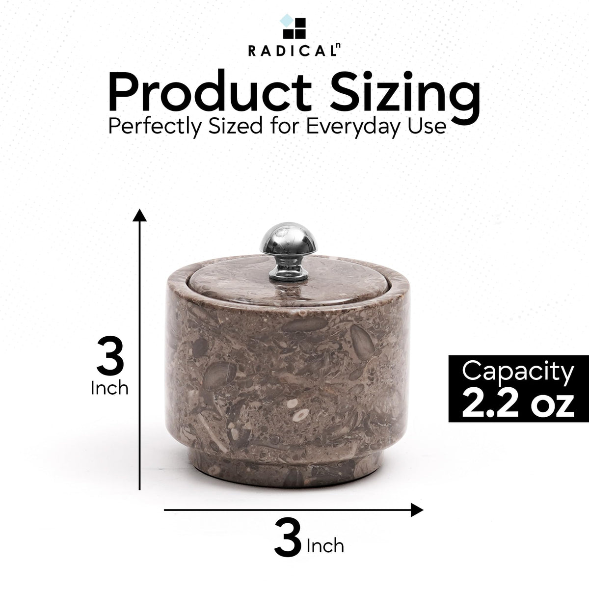 Radicaln Marble Salt Cellar with Lid 3" Oceanic Handmade Salt Box & Spice Jar for Kitchen Counter, Ideal Salt Holder, Sugar Bowl & Salt Dish, Salt Container For Housewarming Gift & Kitchen Decor