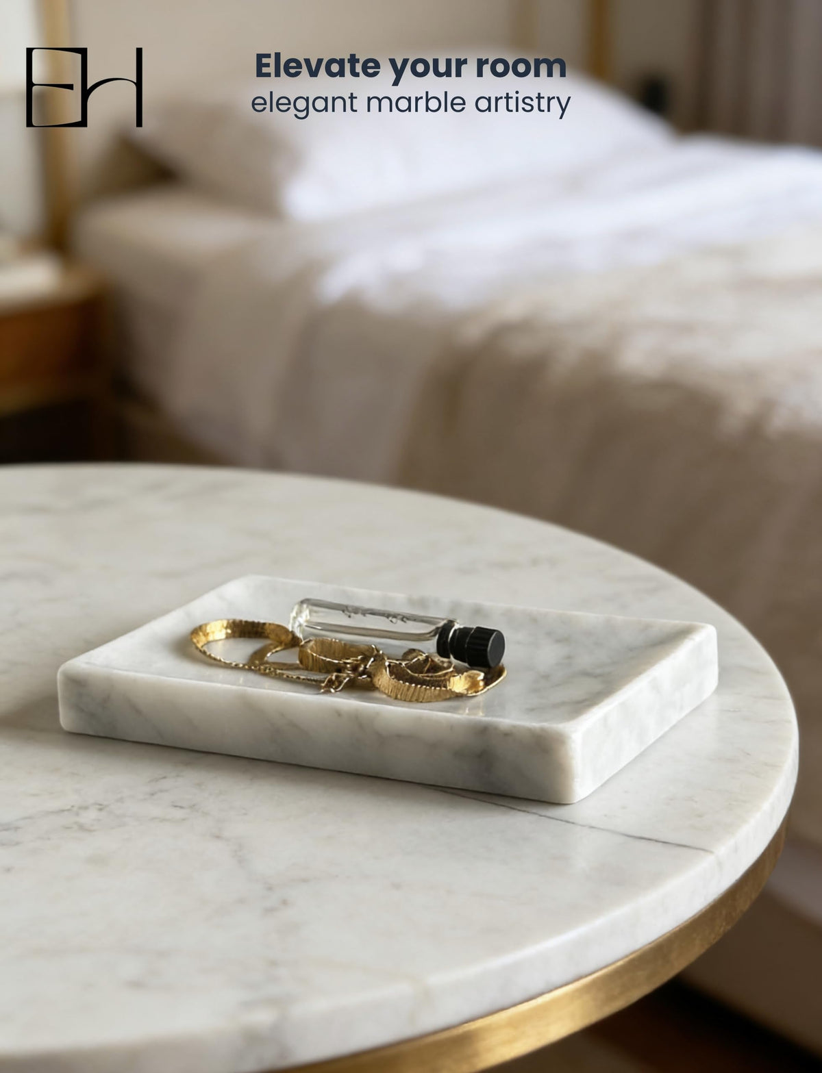 EXCHUES Natural Marble Soap Dish for Shower with Silicone Non-Slip Feet, Stone Drying Tray, Bar Soap Saver, Holder Container for Bathroom Decor Accessories(Carrara White, Rectangular)