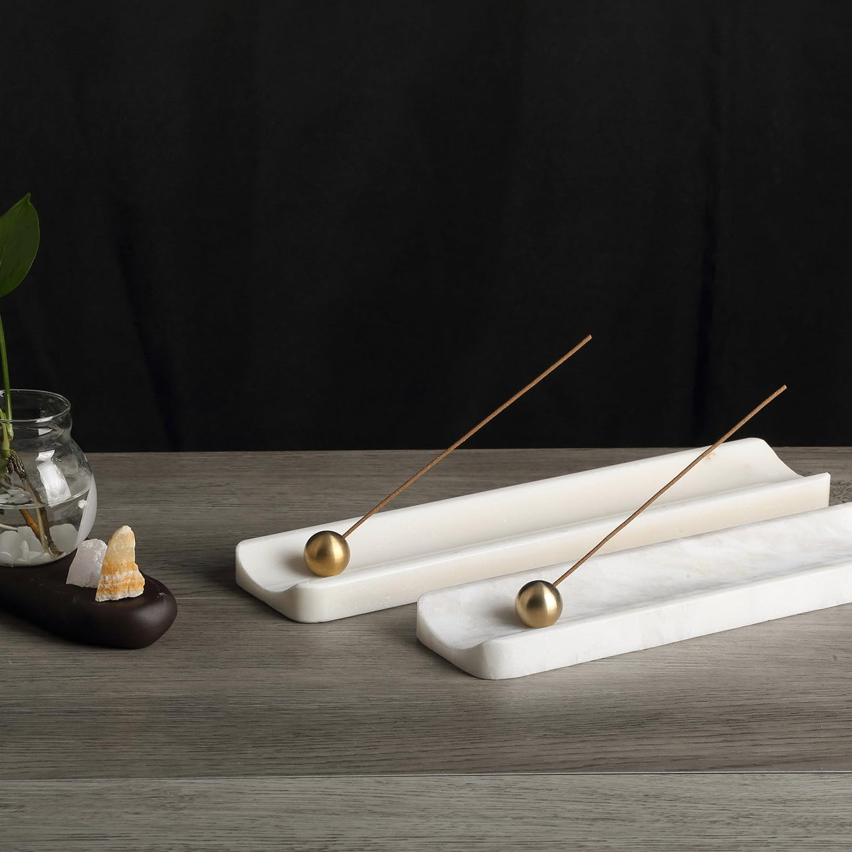 Koville Luxury African Marble Incense Holder, Incense Holders for Sticks, Incense Burner Holder, Ideal for Meditation and Relaxing, Easy to Clean(Namib Bianco)