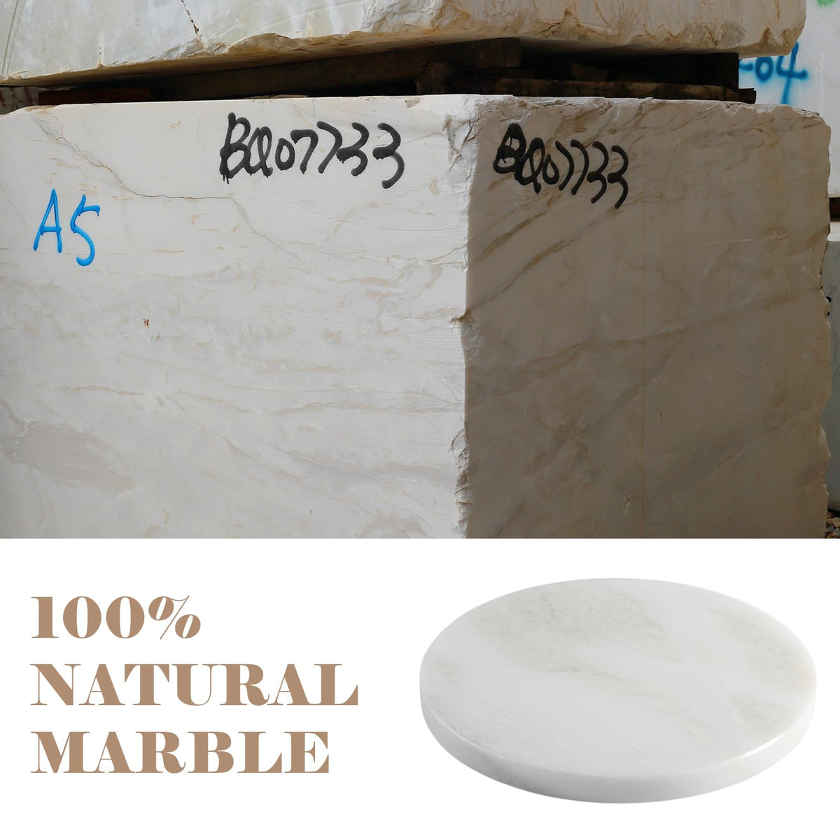 BCS Natural Round Marble Charcuterie and Cutting Boards for Kitchen, 10" Marble Cheese Pastry Board Stone Slab for baking, Pastries, Bread, Chocolate, Candy (Namib Fantasy)