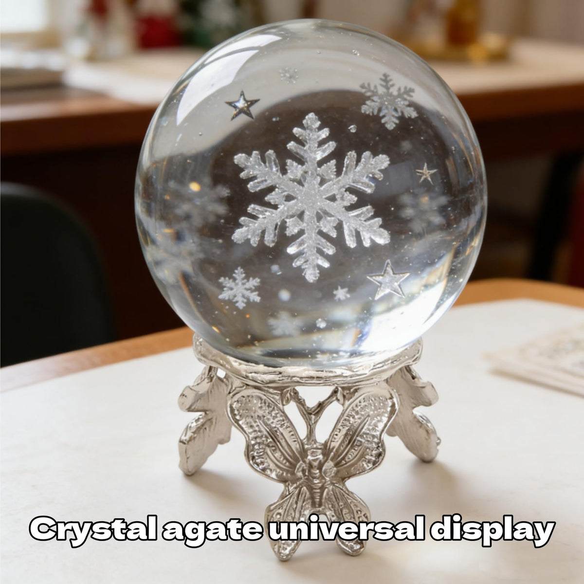 DKJEkdje Crystal Sphere Holder Elegant Crystal Ball Stand Display Stand with Butterfly Shape for Home Decor Desk and Shelf Display