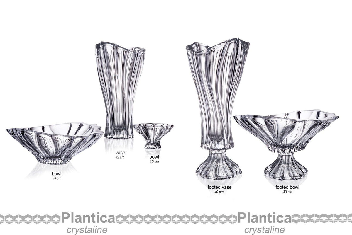 Bohemia Collection Decorative Crystal Fruit Bowl Plantica on Stem 12-in, Clear Elegant Centerpiece Bud