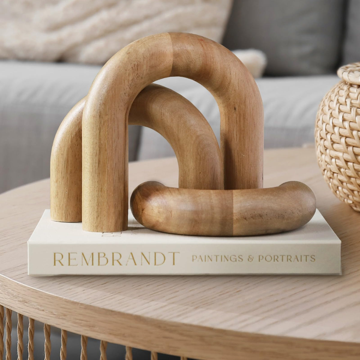 Product Elevations Wooden Arch Decor Set of 3 - Shelf Decor Aesthetic for Coffee Tables, Bookshelves, & Entryways - Acacia Wood Japandi Home Decor Accents - Modern Decorative Objects