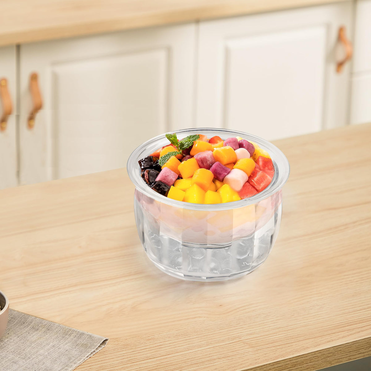 Chillnstay 4-Pack Chilled Serving Bowls and Dip Bowls for Serving for Party, Dip Bowls on Ice with 8 Spoons for Salsa, Guacamole and Hummus