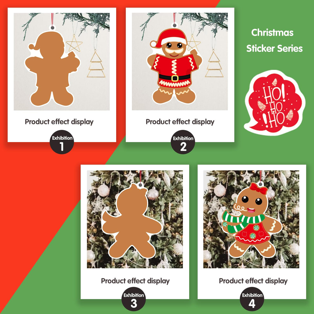 Christmas Gingerbread Man Craft Kit for Kids, Make a Gingerbread House Hanging Ornament Sticker Kit, Christmas Party Favor Home Classroom Activity(24 Sets)