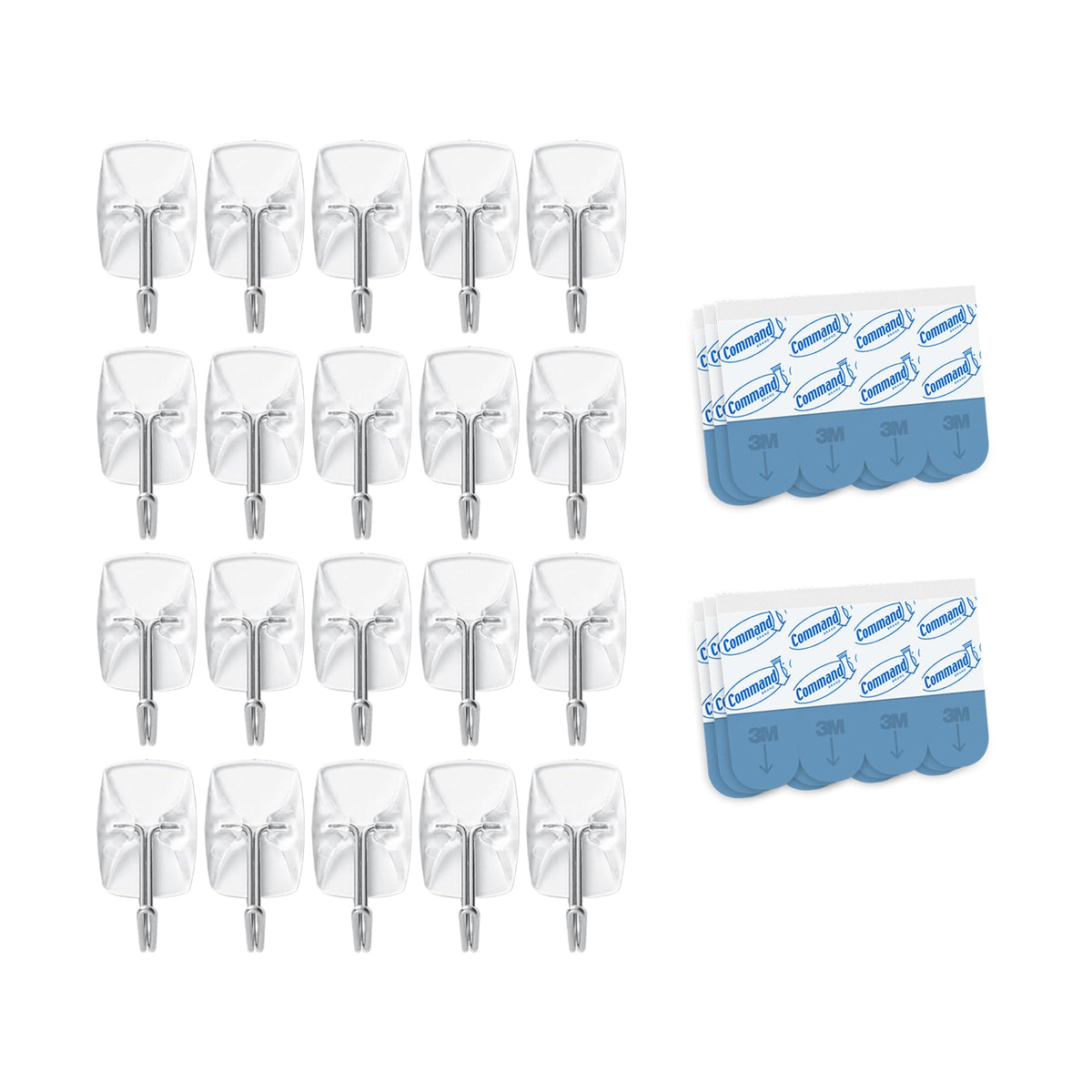 Command Small Clear Wire Toggle Hooks, 20 Wall Hook and 24 Strips, Damage-Free Hanging with Adhesive, Great for Hanging, Organization and Storage, Holds up to 0.5 lb