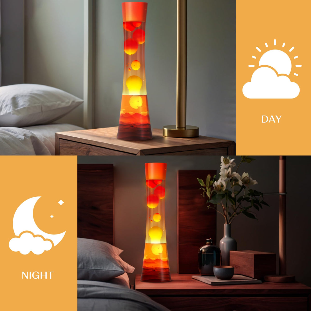 JAMBO 15.5" The Upgraded Motion Lamp, Sunset Decal Motion Light, Beautiful Home Decor, Living Room Bedroom Lamp, Relaxing Nightlight for Teens, Kids & Adults