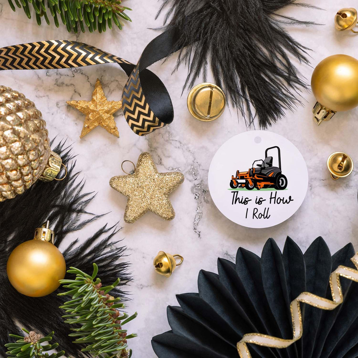 Lawn Mower Christmas Ornament,This is How I Roll,Party Decoration,Holiday Xmas Tree Hanging Decor for Husband,Man,Dad,Grandpa,Boys