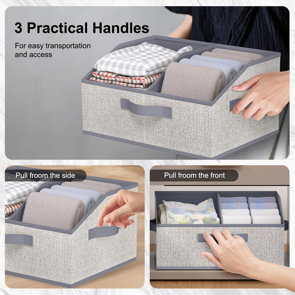 Wrrlors Fabric Wardrobe Storage Bins -6 Pack, Large Pink Foldable With Handles And Dividers Trapezoidal Wardrobe Storage Boxes, Suitable For Storing Clothes, Books, Wallets, Toys, Etc.