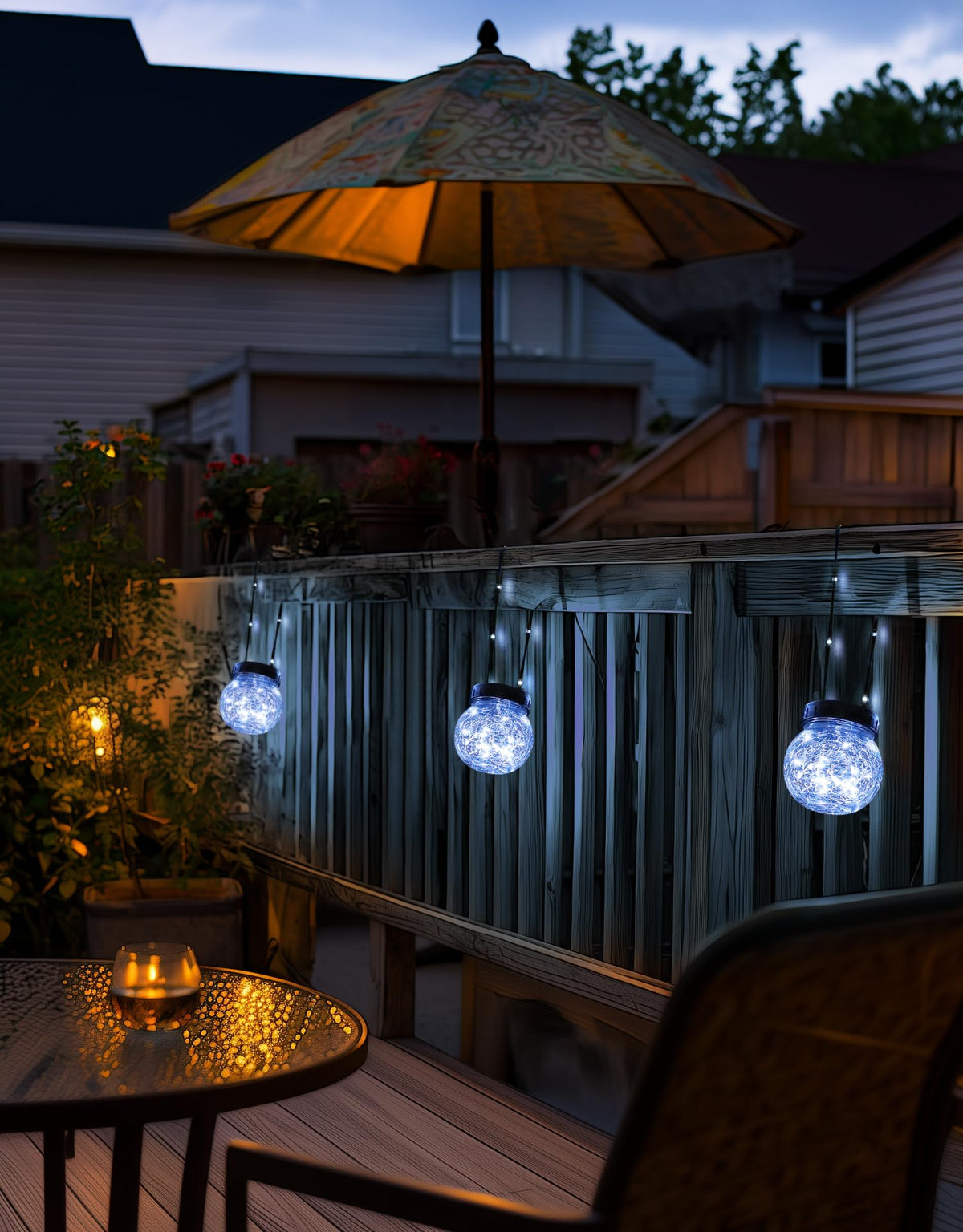 PARTPHONER Solar Lights Outdoor Waterproof 12-Pack, Solar Powered Hanging Lantern Cracked Glass Hanging Globes for Yard Decor Christmas Decoration, Shepherd Hook, Garden Tree Ornaments, Cold White