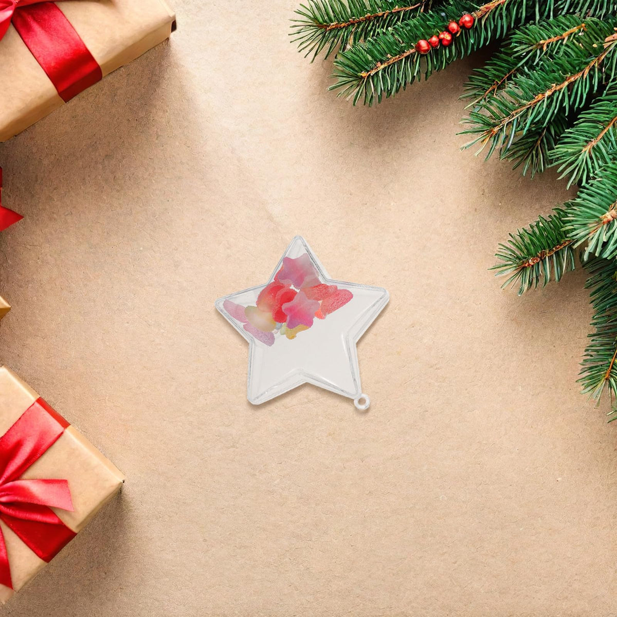 MAGICLULU 25pcs Clear Star Shaped Candy Boxes, Fillable Plastic Treat Containers, Hanging Transparent Baubles for Christmas Tree Ornament And Holiday Party Favors