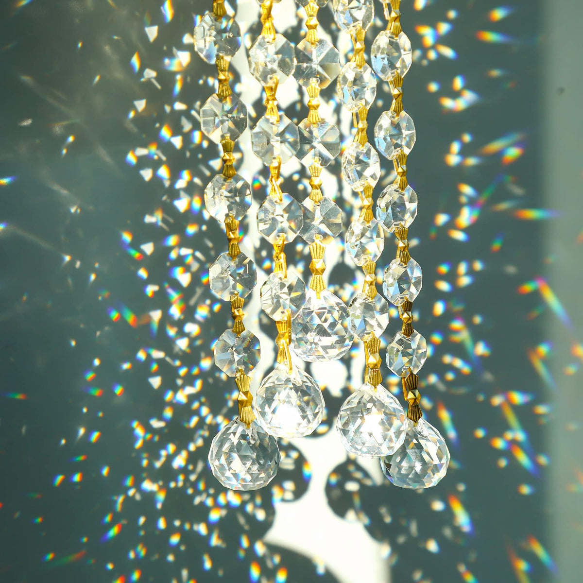 10pcs Crystal Garland Strands Hanging Glass Chandelier Beads Chains Glass 20mm Balls Prisms with Beads Pendants Crystal Chandelier Parts Replacements Christmas Party Garden Decoration
