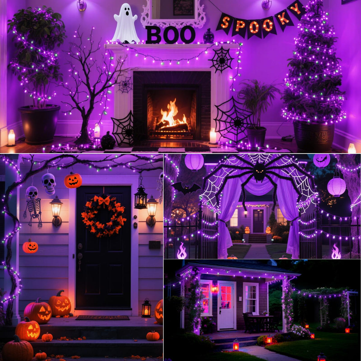 SUPHONOR Christmas200-Count Mini Purple & Green String LightsUL-Certified, Equipped with 8 Lighting Modes, Perfect for patios, Fences and Holiday Occasions.(40ft)