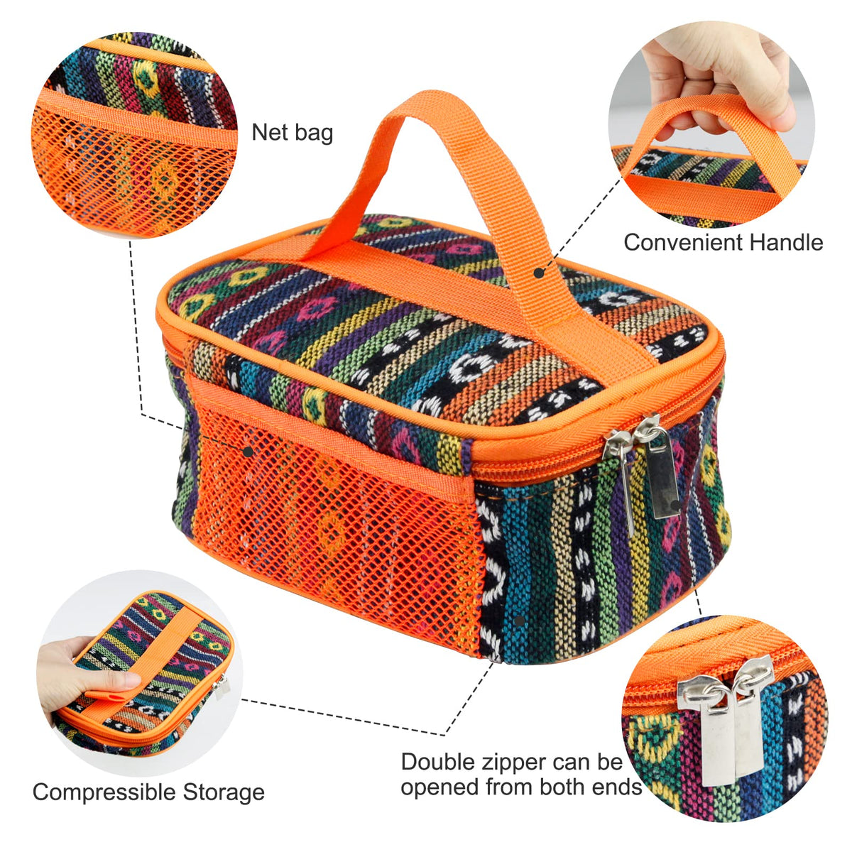 6PCS Camping Spice Kit with Travel Bag – Salt, Pepper, Sugar and Herb Shakers Set, Seasoning Container for Outdoor Cooking, Hiking, and Home Use