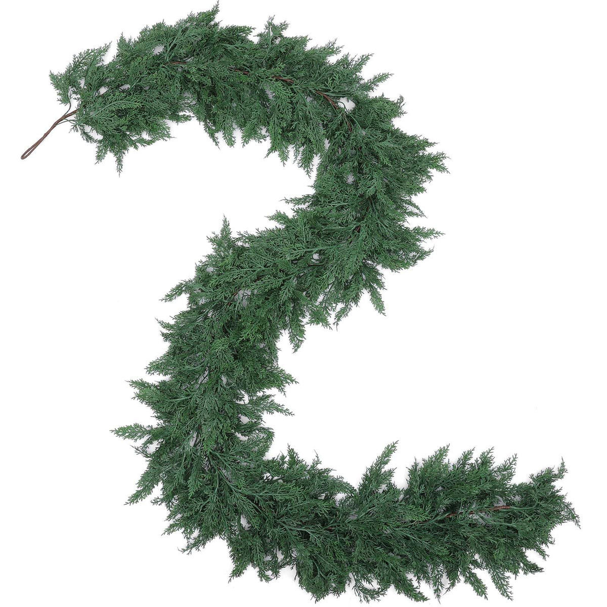 Hananona 9 FT Artificial Cedar Garlands, 1 Pcs Real Touch Winter Cedar Pine Garland, Green Artificial Greenery Garland for Table, Mantle, Wall, Indoor, Outdoor Christmas Decorations (1, Green, 9FT)
