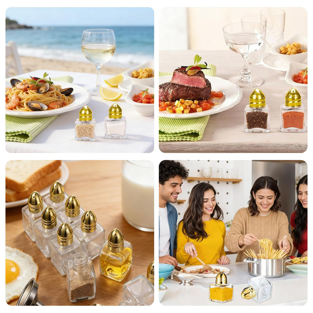 12pcs Mini Salt and Pepper Shakers with 2Pcs Funnel,0.5oz Small Bulk Clear Individual Seasonings Tiny Spice Shakers for Kitchen Wedding Picnic
