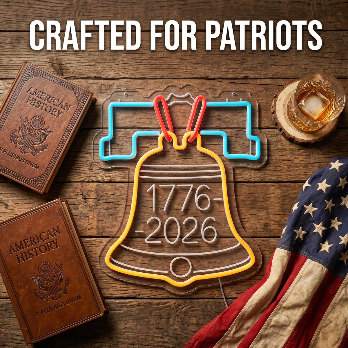 1776-2026 USA 250th Anniversary Liberty Bell Neon Sign - Patriotic LED Wall Decor