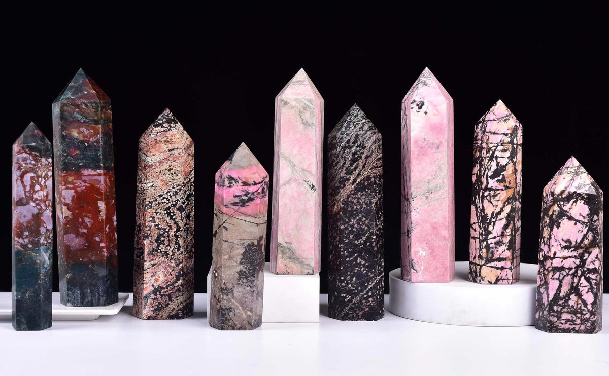Ocean Jasper Stone Tower Obelisk Healing Crystal Wand Large Reiki Meditation Stone Gifts 1.1-1.7 LBS