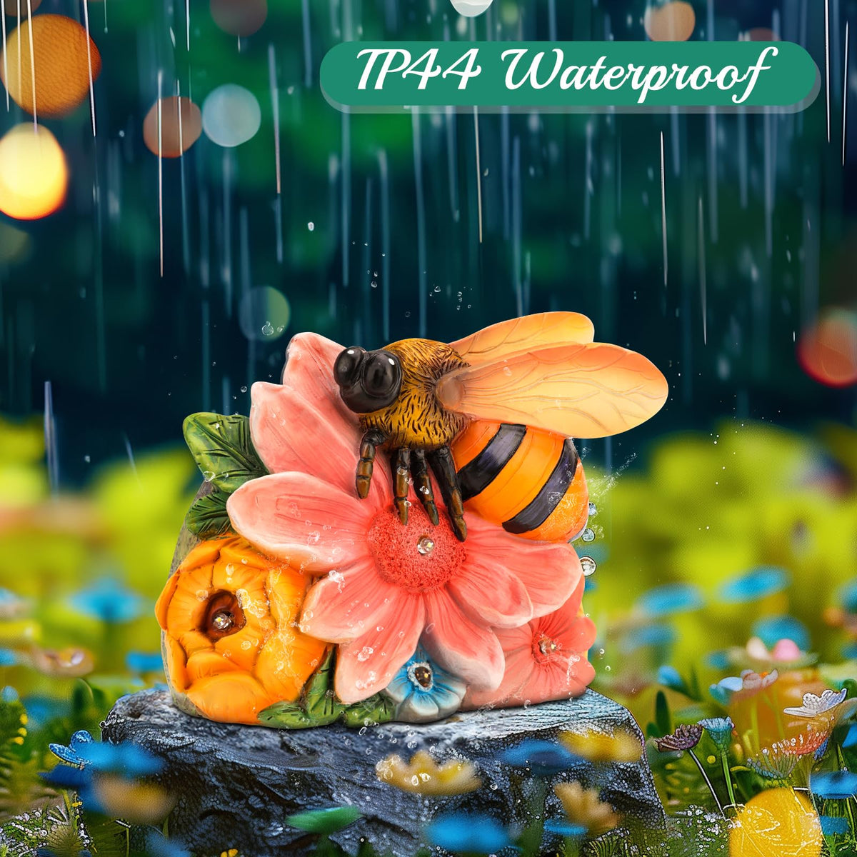 Linkax Birthday Easter Gifts for Adults Women Mom Grandma, Solar Bee Lights Outdoor Garden Decor for Outside Patio Yard Porch Home, Honey Figurine Gardening Housewarming Gifts New Home