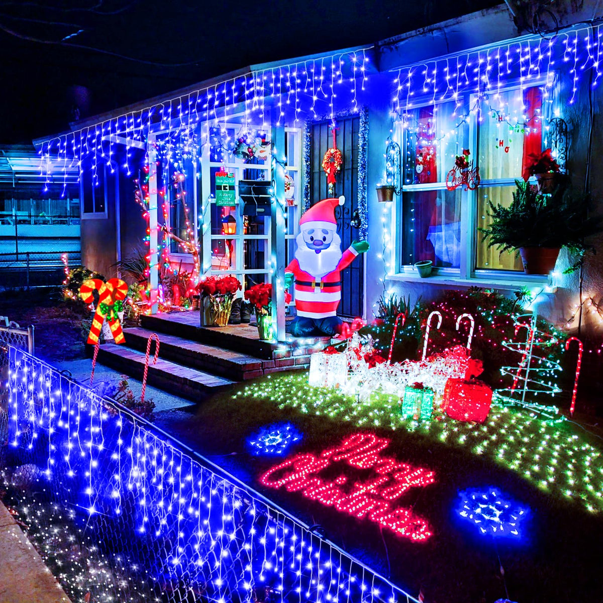 Heceltt Christmas Lights Outdoor, 49FT 480 LED Ice Lights for Outside, 90 Drops Ice String Lights with 8 Modes, Waterproof Timer & Memory for Outside Decor, Yard, Garden, Eaves, Patio, Party (Blue)