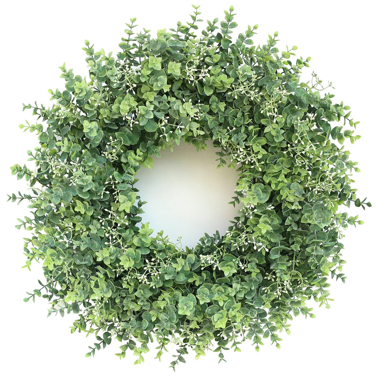 26'' Eucalyptus Wreath for Front Door - Large Artificial Eucalyptus Leaves with White Seeds Greenery Outdoor Wreath for Porch,Window,Farmhouse,Home,Hanging Decor- Spring, Summer, All Seasons (Green) 