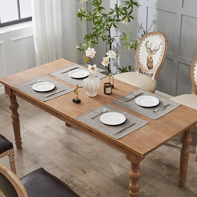 BALCONY & FALCON Placemats Set of 4 Faux Linen Cloth Place Mats Washable