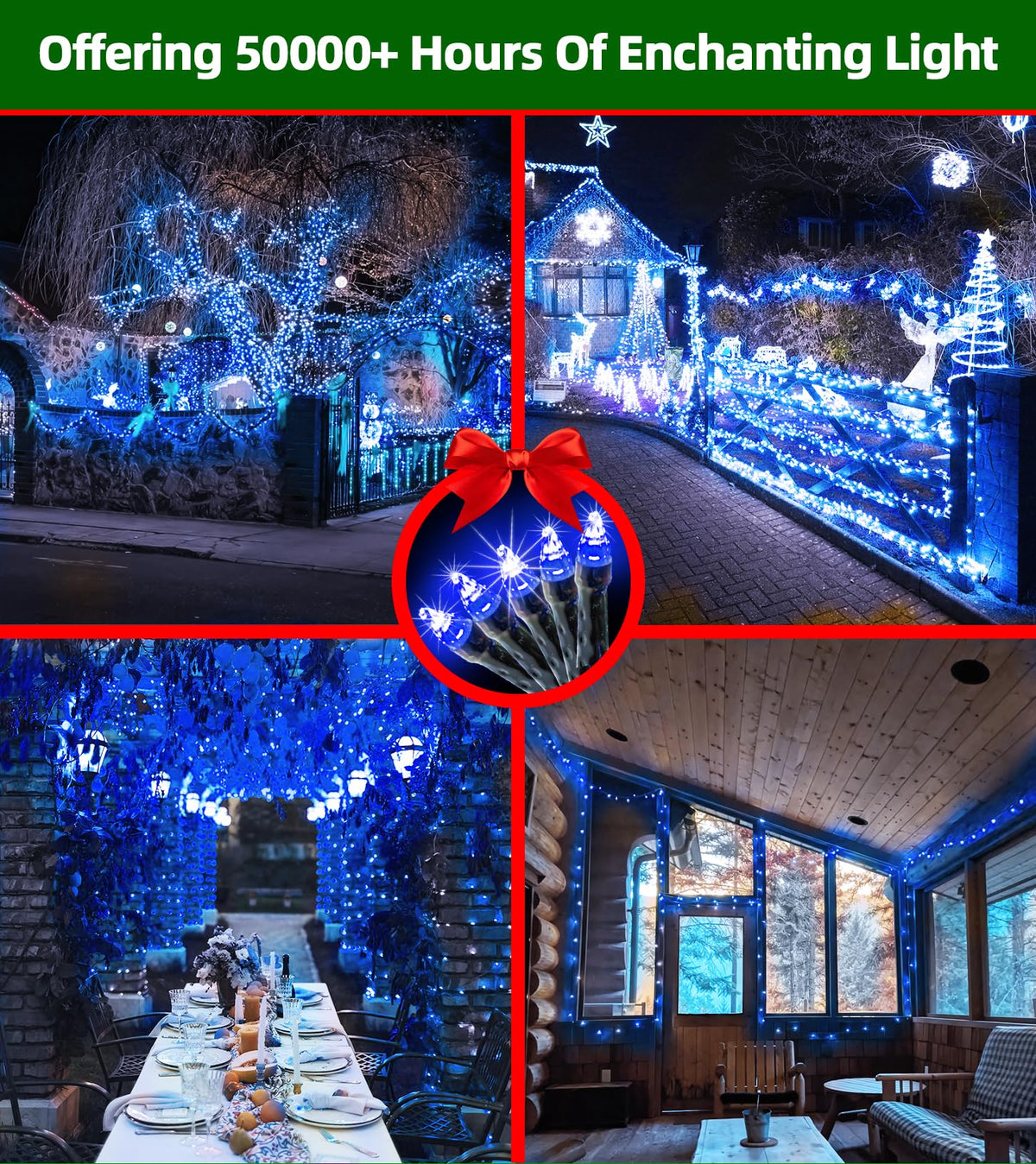 QUHUATU 750 LED 240FT Christmas Lights Outdoor,12 Lighting Modes Christmas String Lights with Timer, Dimmable BlueLED StringLightsWaterproof for Yard Tree Wedding Party Holiday Decor Blue