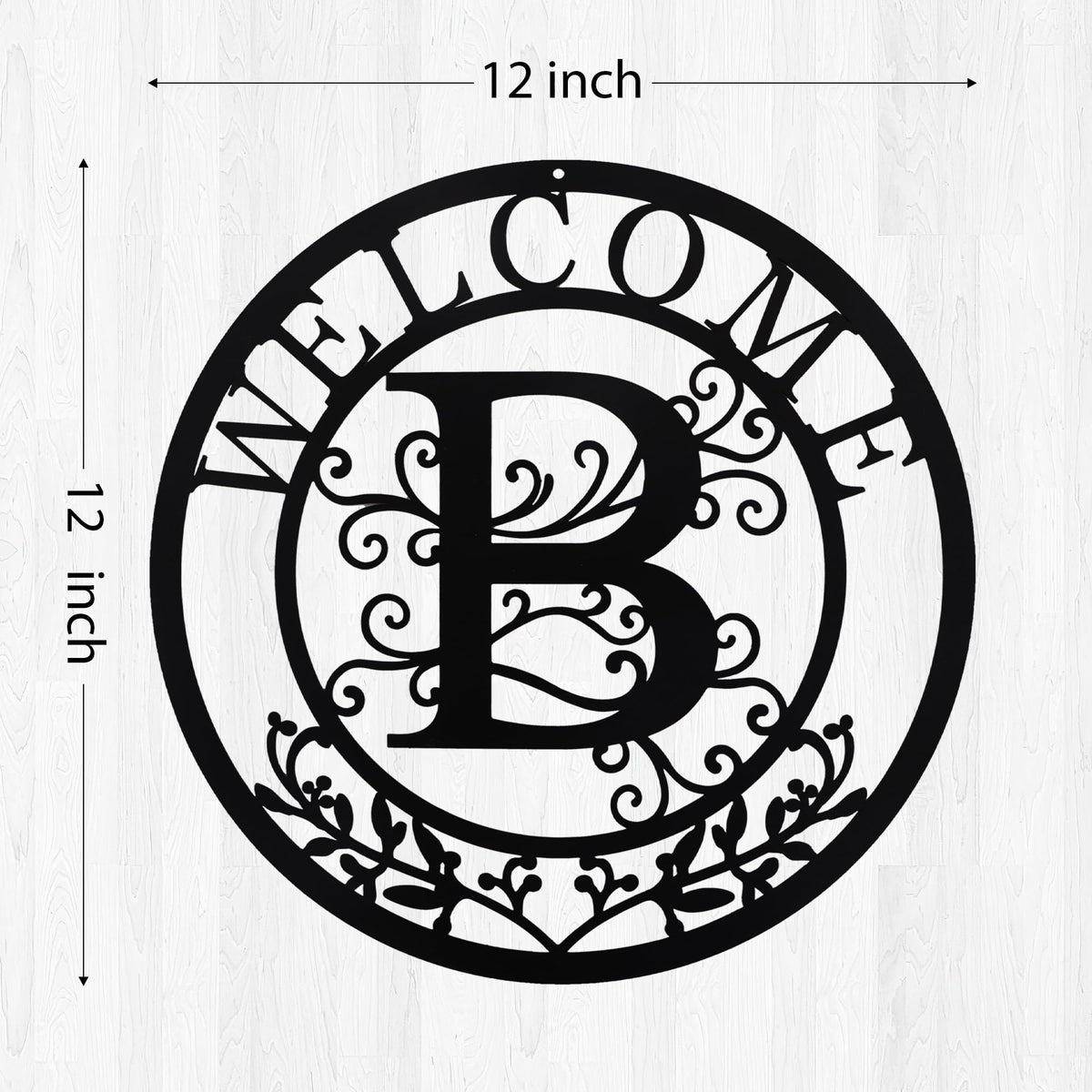 BVLFOOK Metal Wall Art, Letter B Monogram, Personalized Name Sign, Black Wall Decor, Custom Family Name, Welcome Plaque for Door Living Room Kitchen Dining Room Indoor Outdoor Decoration Christmas
