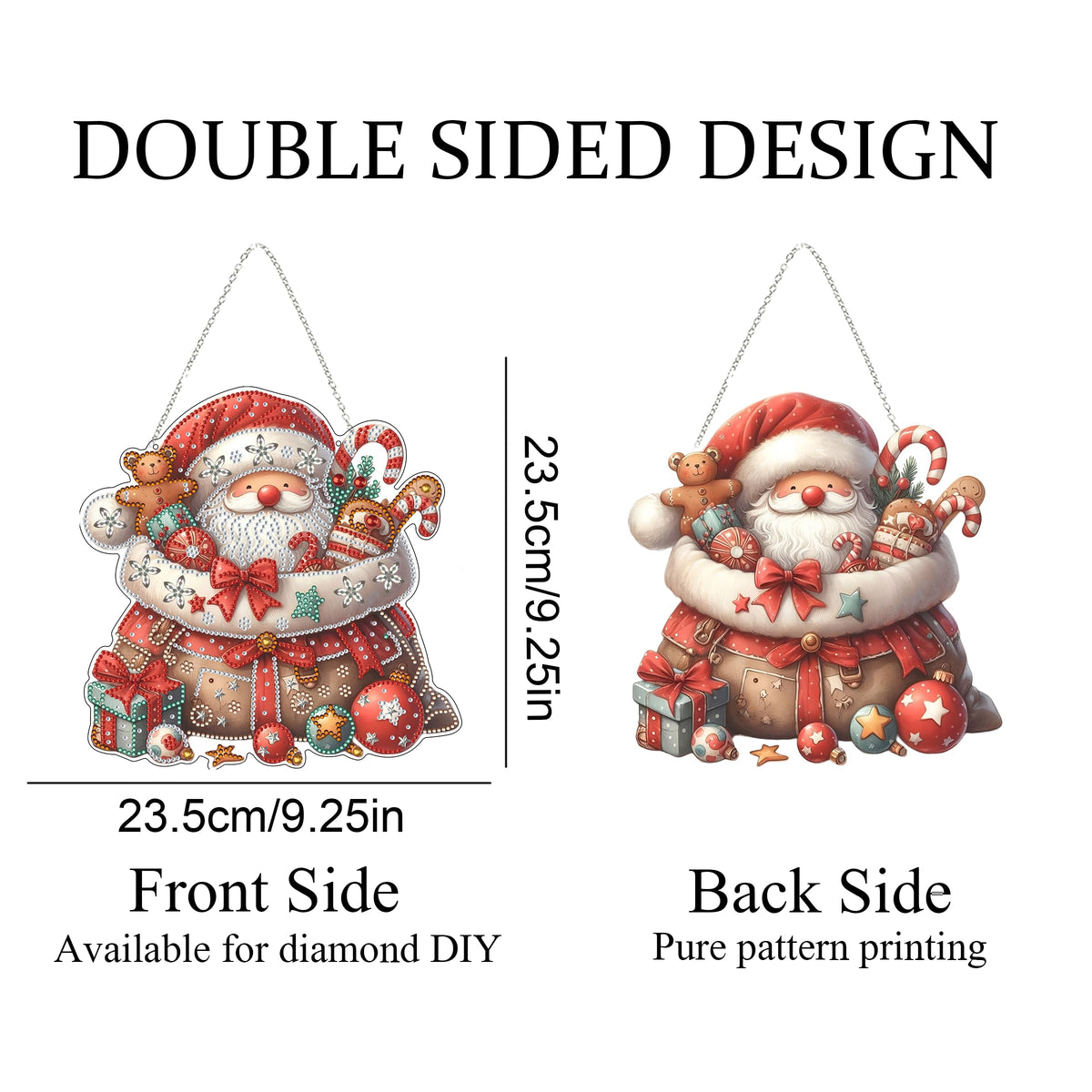 DIY Acrylic Diamond Art Painting Wreath Kits Special Shaped Rhinestone 5D Diamond Art Window Pendants Home Garden Wall Hanging Kits Hanging Ornament (Father Christmas)