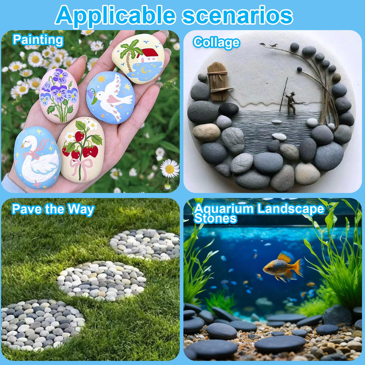 Auksay Rocks for Painting 12 Pounds (About 115-130pcs) 1.2-2” River Rock for Paint Natural Flat & Smooth Stones for Painting for Kids & Adult Craft Gift