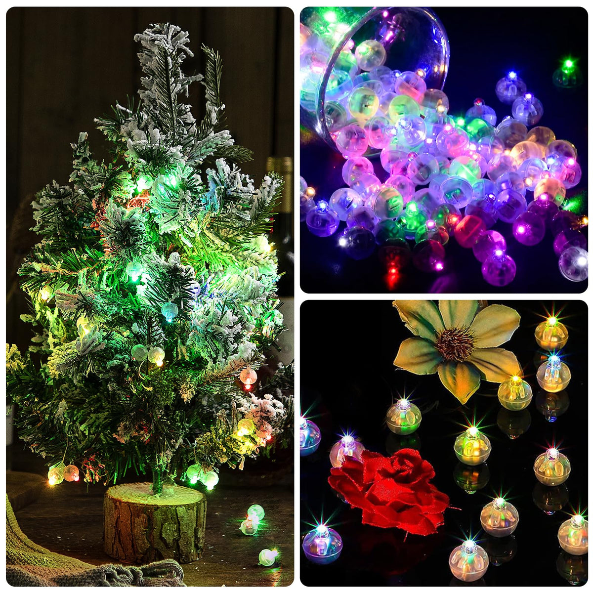 FWYWNL 100pcs Balloon Lights,Round LED Ball Lamp for Latex Balloon Paper Lantern Party Wedding Festival Christmas Halloween Decorative,Long Standby Time Waterpro of Mini Light (Warm White)