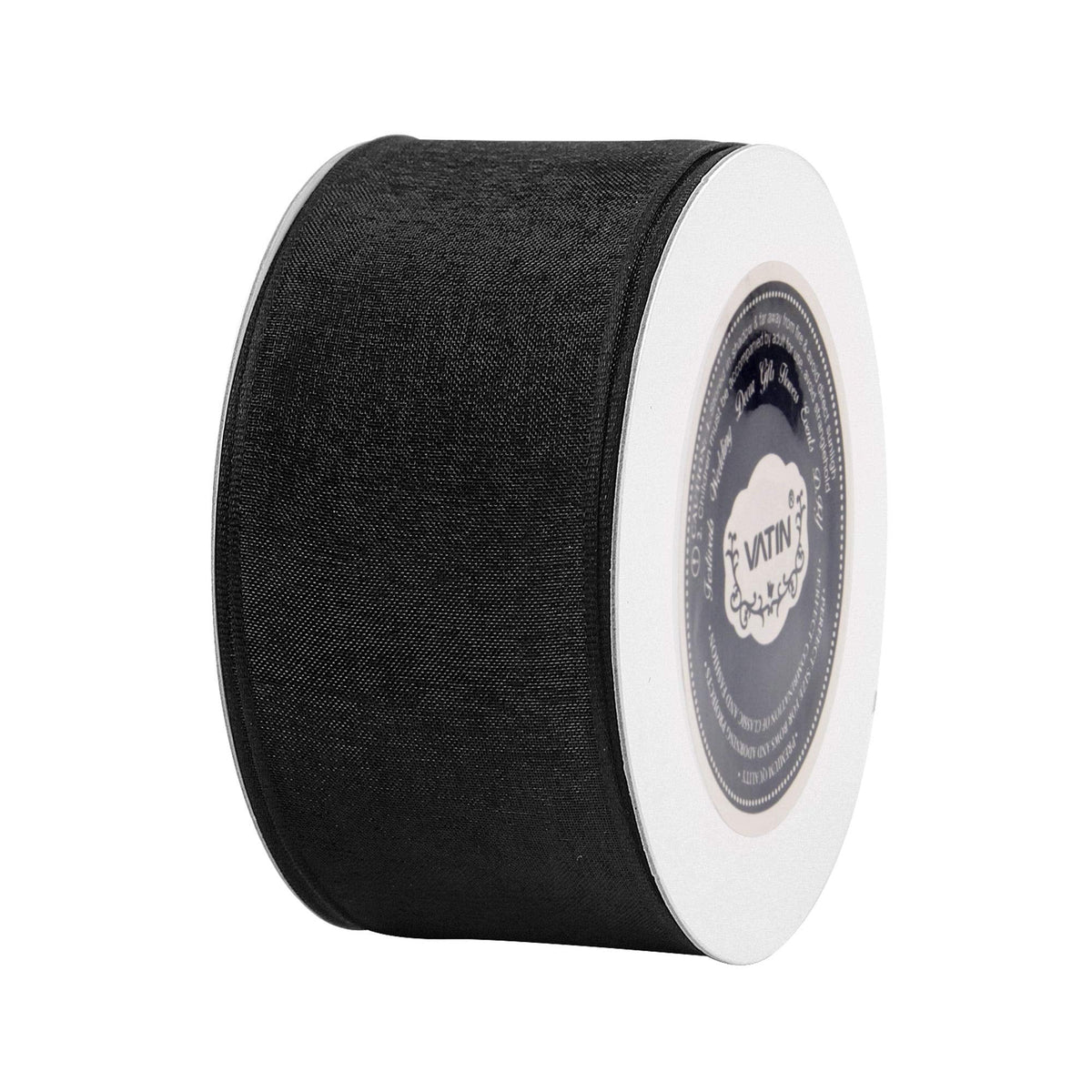 VATIN Black Organza Wired Ribbon, 1-1/2" Black Sheer Ribbon with Metallic Edge for Christmas Tree Decoration Gift Wrapping Wedding Crafts -25 Yards