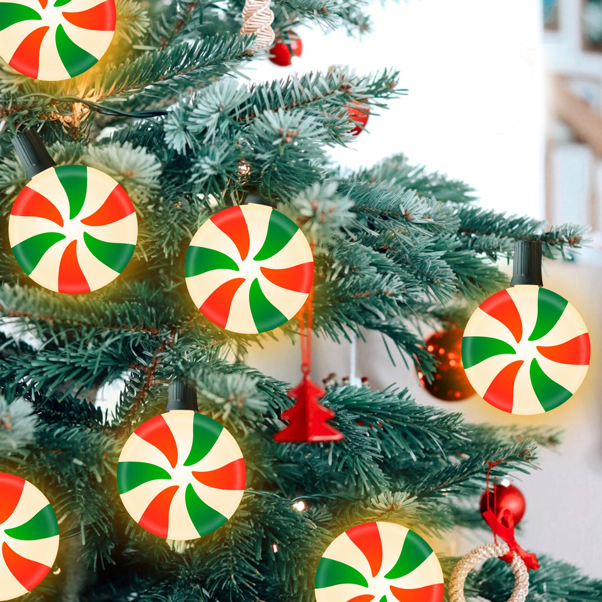 Ultimate Unicorn Christmas Lollipop Pathway Lights for Garden Christmas Decoration Red and Green, 10 LED Peppermint String Lights with Stakes for Outdoor Sidewalk Pathway Rooftop Lawn Garden