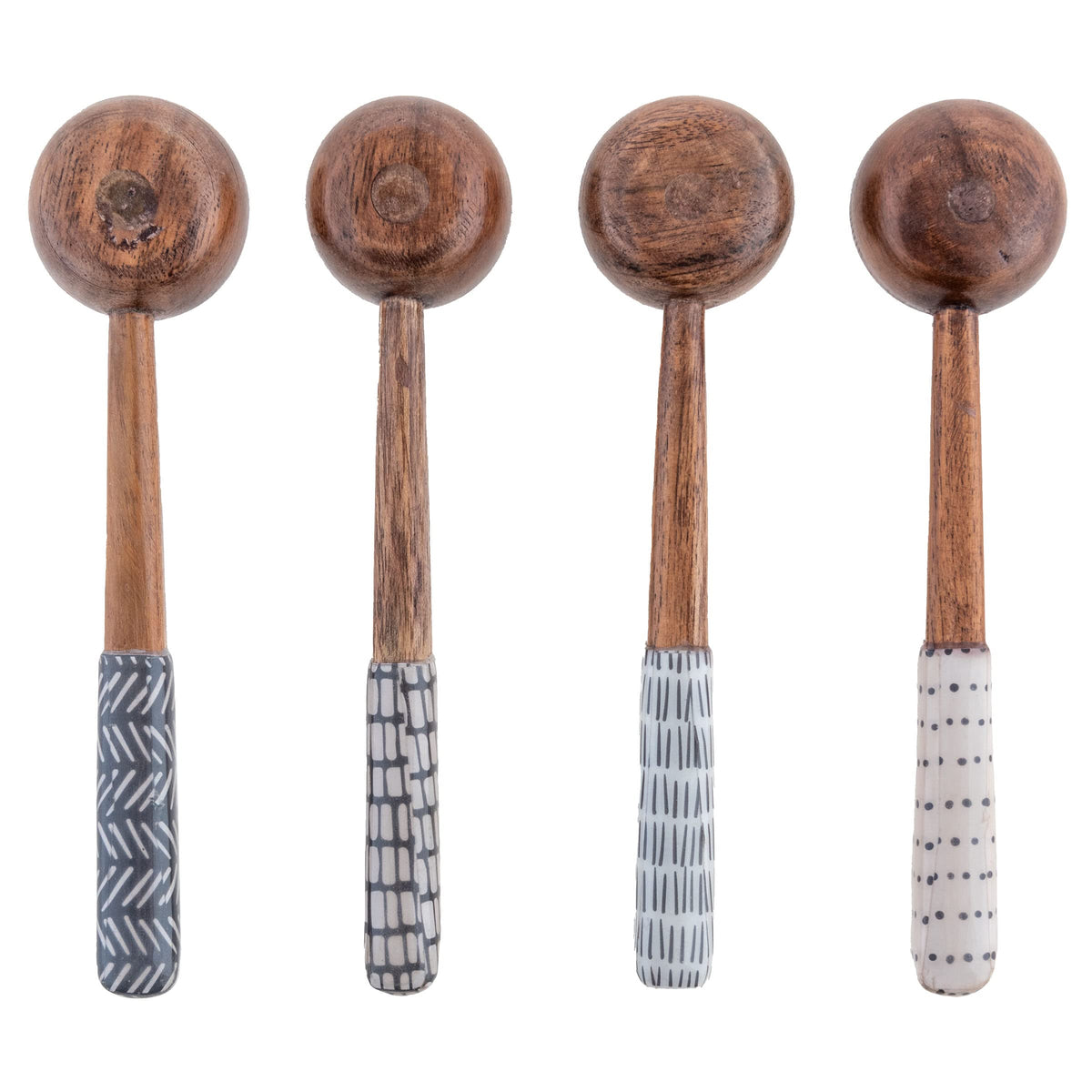 Karma Enamel Tasting Spoons Set - Enamel Tasting Spoons for Cooking - Wood Enamel Kitchen Utensils - Wood Enamel - Set of 4
