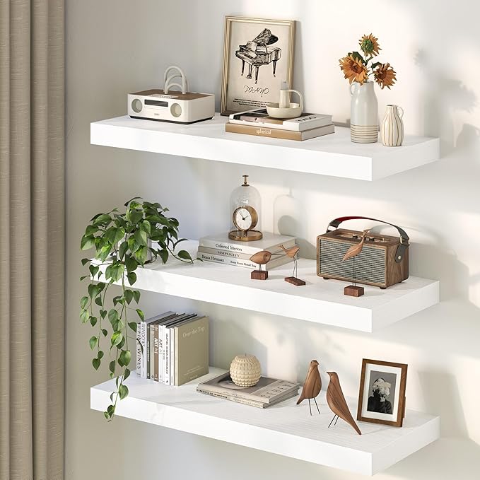 Fun Memories 72 Inch Floating Shelves, 12 Inch Deep Wall Shelf