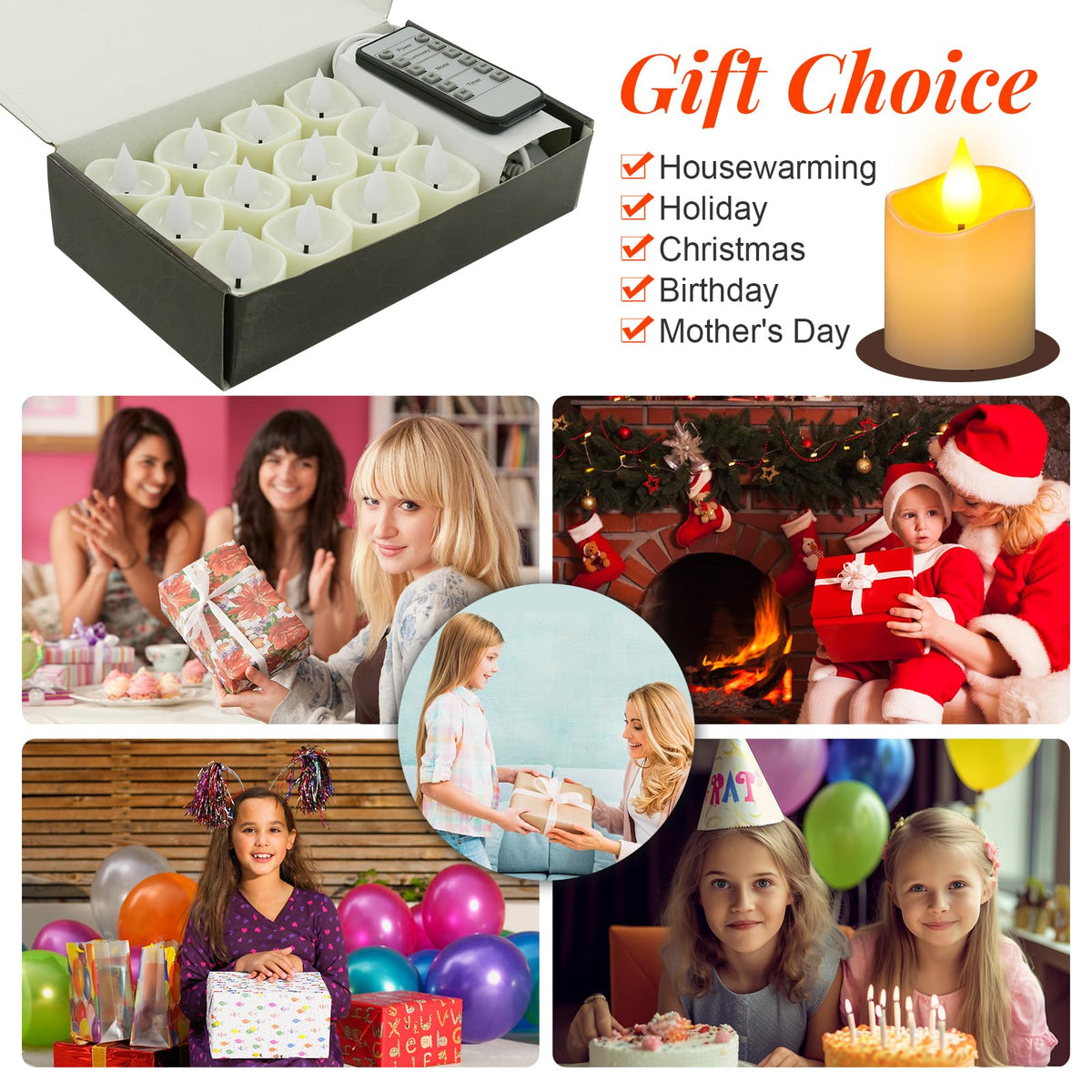 PChero Rechargeable Flameless Tea Lights Candles with Remote Timer, 12 PCS Flickering Electric Fake LED Votive Candles with 2 USB Charging Cables for Wedding Christmas Fall Home Decor