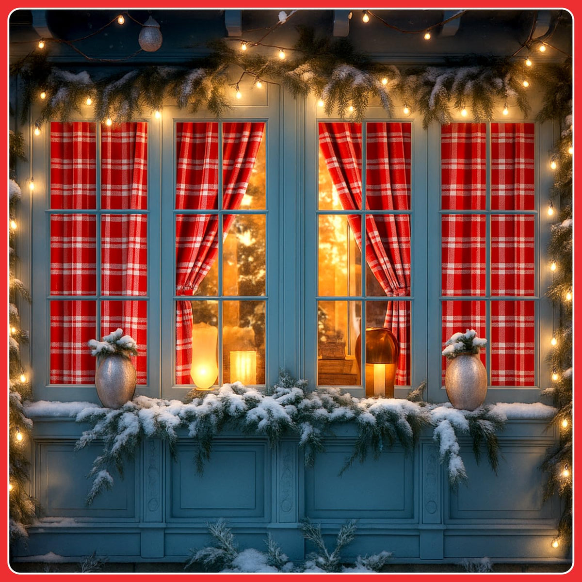 Fanfanwin Red and White Plaid Curtains Buffalo Plaid Curtain Farmhouse Valentine's Day Window Drapes for Living Room Bathroom Home Decoration