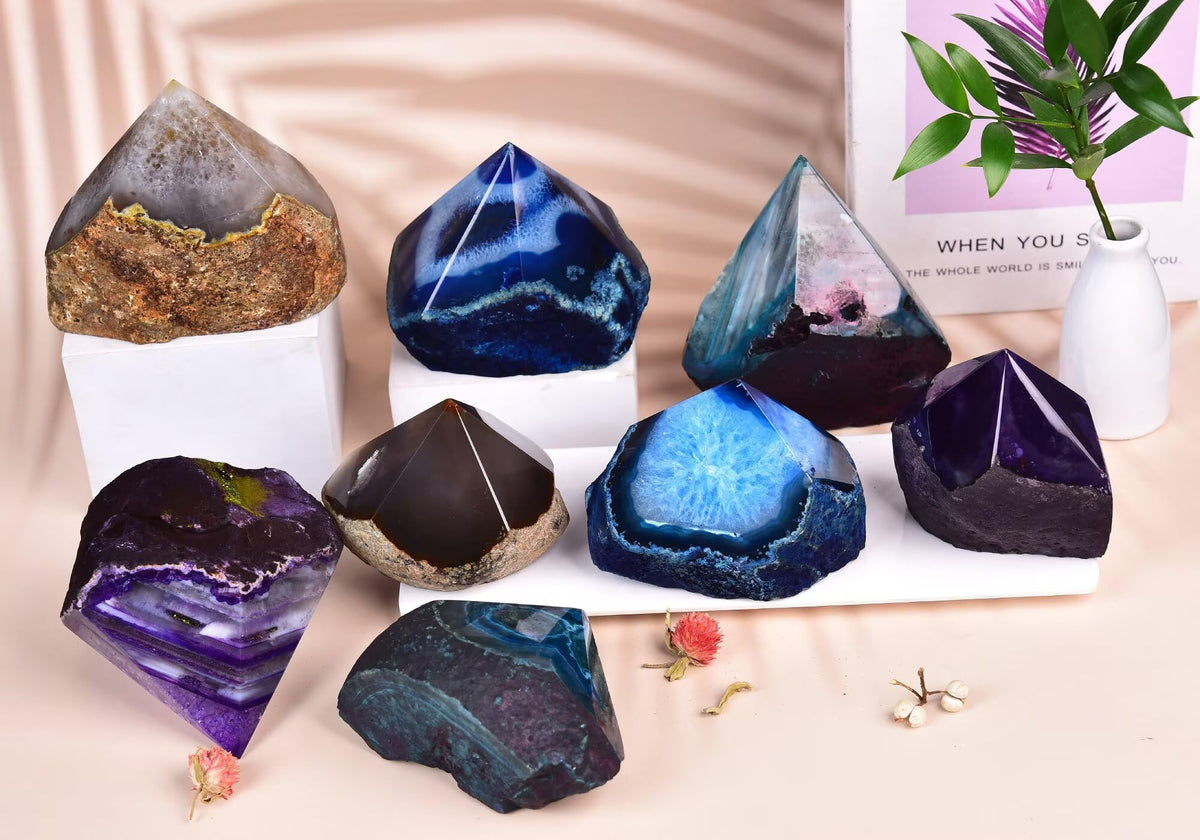 CNYANFEI Dyed Purple Agate Tower Irregular Crystal Wand 0.6-1.1 Lbs