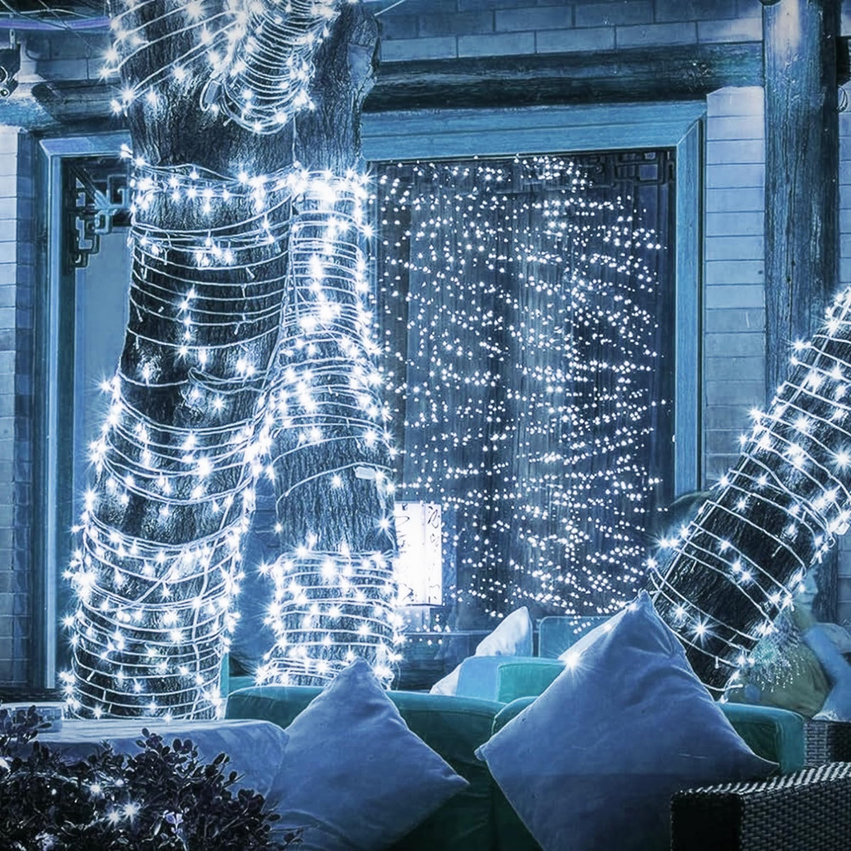 Dazzle Bright 164 FT 500 LED Christmas String Lights, Waterproof Green Wire String Lights with 8 Modes, Outdoor Christmas Decorations for Indoor Garden Party Yard Decor (White)
