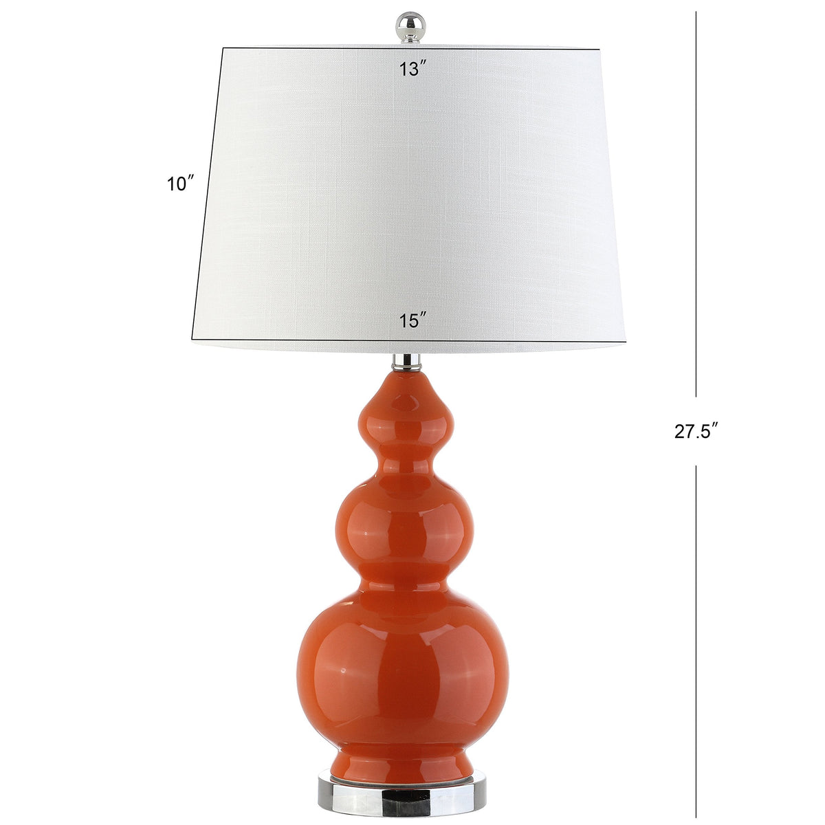 JONATHAN Y 27.5" Coral Modern Ceramic Gourd Table Lamp for Living Room, Large Bedside Nightstand Lamp for Bedroom, White Linen Drum Shade, LED Bulb Included JYL4023A