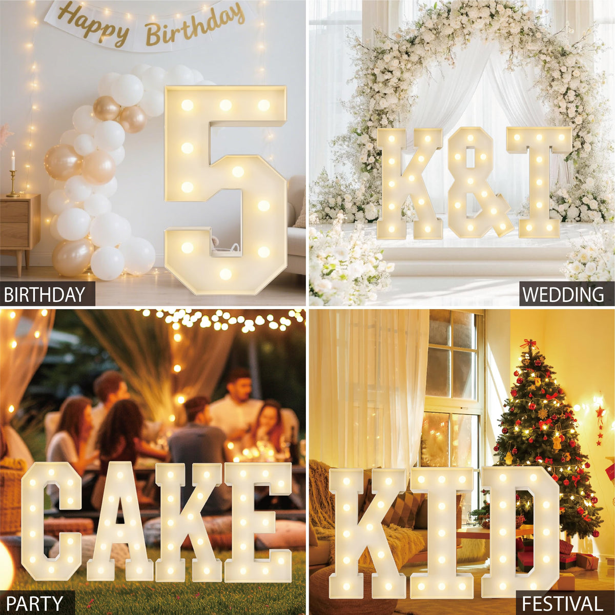 HXWEIYE Big Light Up Letters E,3FT Large Marquee Letters with lights, Mosaic Balloon Frame, Giant Baby Letter for baby shower Birthday Graduation Engagement Party Wedding Christmas Decor (Warm White)